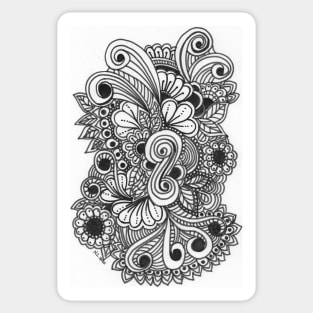 Flower illustration black and white Sticker